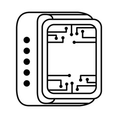 smart watch technology circuit board gadget vector illustration outline image