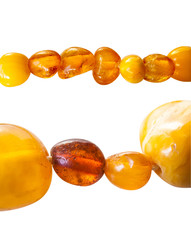 beautiful vintage amber beads isolated on white background