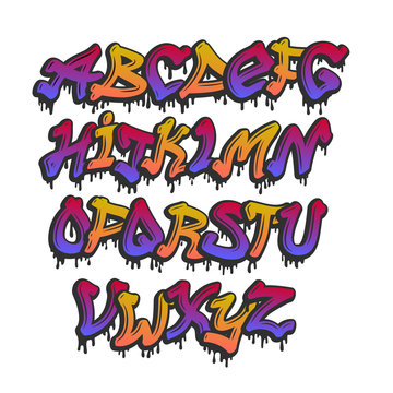 Graffity alphabet vector hand drawn grunge font paint symbol design ink style texture typeset
