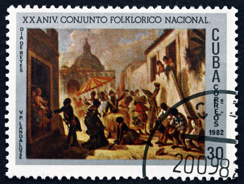 Postage stamp Cuba 1982 Day of kings, painting by Landaluze