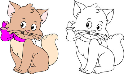 Funny cats coloring book vector - obrazy, fototapety, plakaty