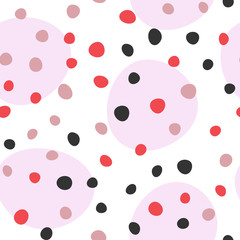 Abstract colored seamless pattern with round elements. Drawn by hand.