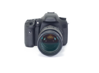 Fototapeta premium Photo old DSLR camera on isolated white.