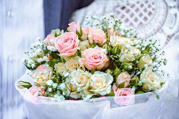 Delicate roses in a bouquet