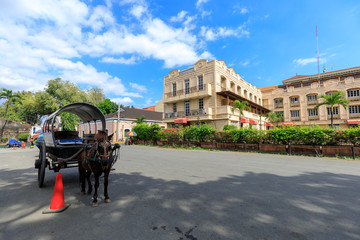 Fototapeta premium Horse with carriage waiting for tourists in Intramuros district