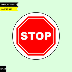 Caution forklift traffic and warning for pedestrian sign in vector style version, easy to use and print
