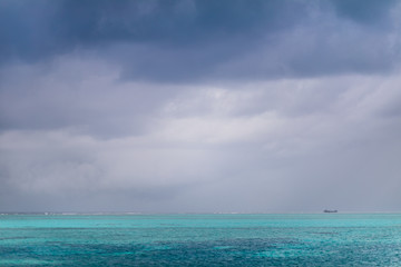 Overcast Caribbean Sky and Corals from Elevated View