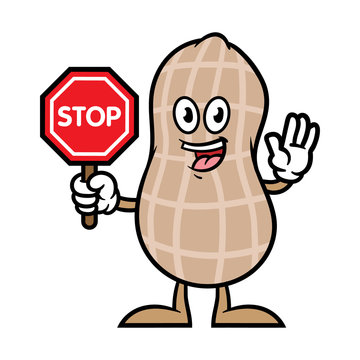 Cartoon Peanut Character Holding Stop Sign