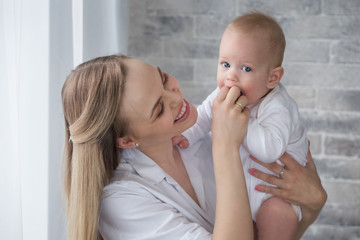 happy family mother and baby son