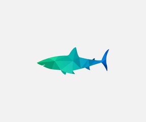 shark logo vector. low poly logo design template