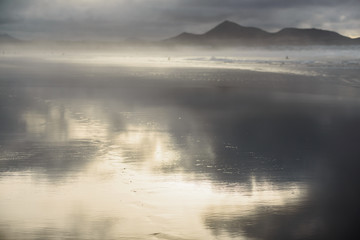 Famara-stunning beach for surfers. Lanzarote. Canary Islands. Spain