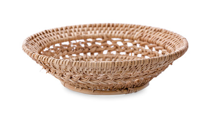 Basket wicker on isolated white background.