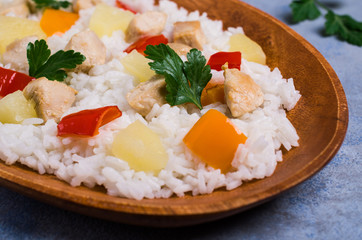 White rice with chicken