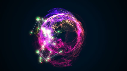 abstract energy ball rotating on black background 3d illustration