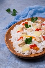White rice with chicken