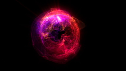 abstract energy ball rotating on black background 3d illustration