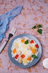 White rice with chicken