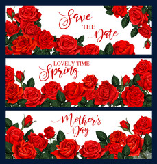 Vector banners with red roses