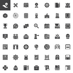 Knowledge vector icons set, modern solid symbol collection, filled style pictogram pack. Education signs, logo illustration. Set includes icons as anthropology, chemistry, geography, engineering