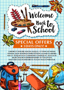 Back to School vector sale checkered page poster