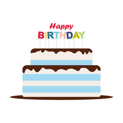 Birthday cake. Happy birthday cake card Birthday Party Elements Isolated on White Background.  Vector cake icon design element.