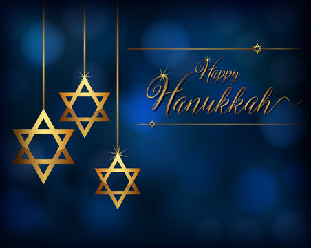 Card template for hanukkah with star ornaments