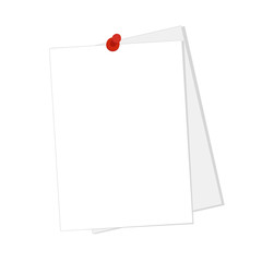 Vector Note Paper with pin on white background