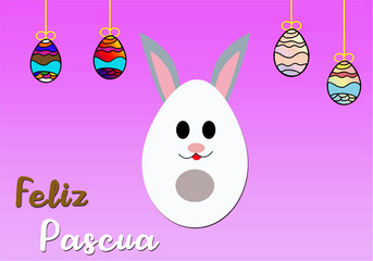 Feliz pascua conejo hecho de un huevo de chocolate vector