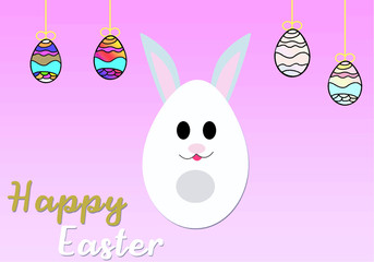 Feliz pascua conejo hecho de un huevo de chocolate vector