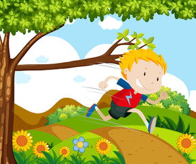 Obraz na płótnie Canvas Boy running in the park