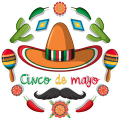 Cinco de mayo card template with mexican decorations