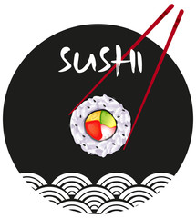 Sticker design with sushi