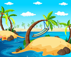 Fototapeta na wymiar Background scene with islands in the ocean