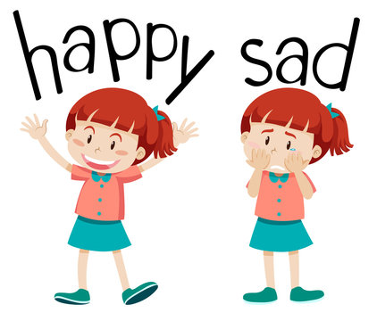 Opposite words for happy and sad