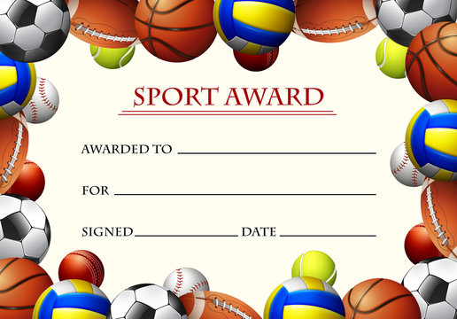 Certificate template for sport award