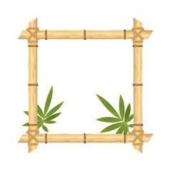 Realistic Bamboo Frame  isolated on white.  Vector illustrations.