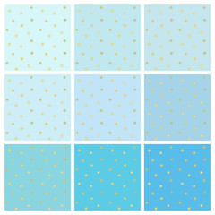 Set of light blue vector backgrounds with small Golden stars