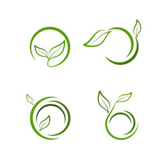 Set of green leaf logos, icons vector design elements, bio, eco concept