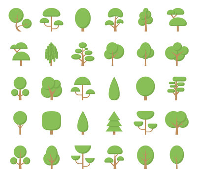 Flat trees icons