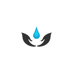 Hand with water vector design element, save water concept