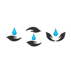 Hand with water vector design element, save water concept