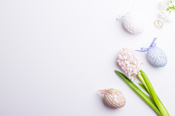 Flat lay easter spring background