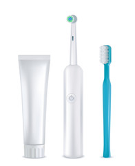 Dental cleaning tools set, vector realistic mockups