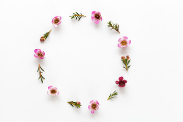 Flower frame with pink flowers