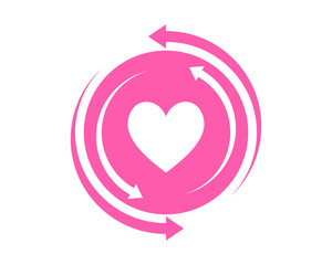 pink heart love circle arrow image icon vector