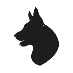 Black silhouette head of the dog on white background - 192929774
