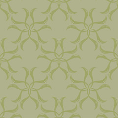 Olive green floral seamless pattern