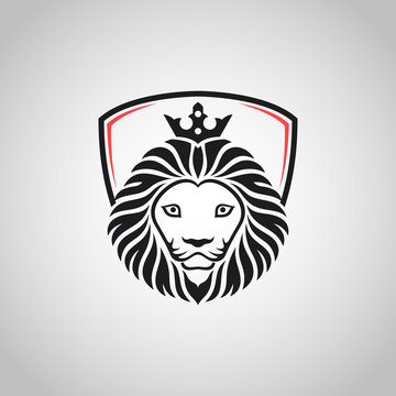King lion head mascot on white background