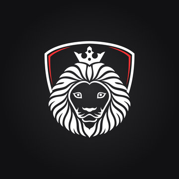 King lion head mascot on black background