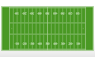 American football field markup. Outline of lines on an American green football field. © Uladzimir